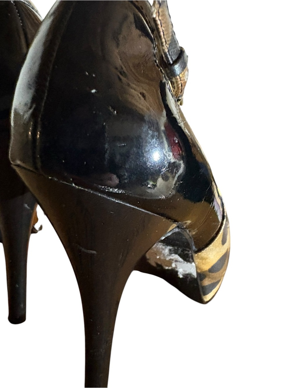 GUESS Vintage Leopard Patent Leather Platform Slingback Heels - Picture 12 of 16